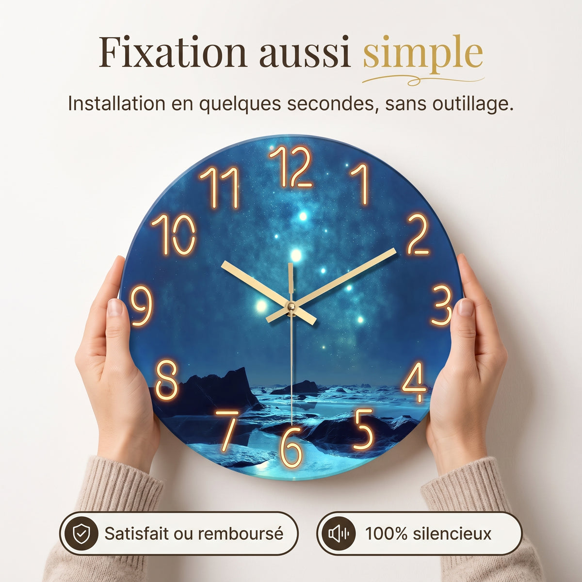 Horloge Murale Originale en Verre, Silencieuse – Cristalyne