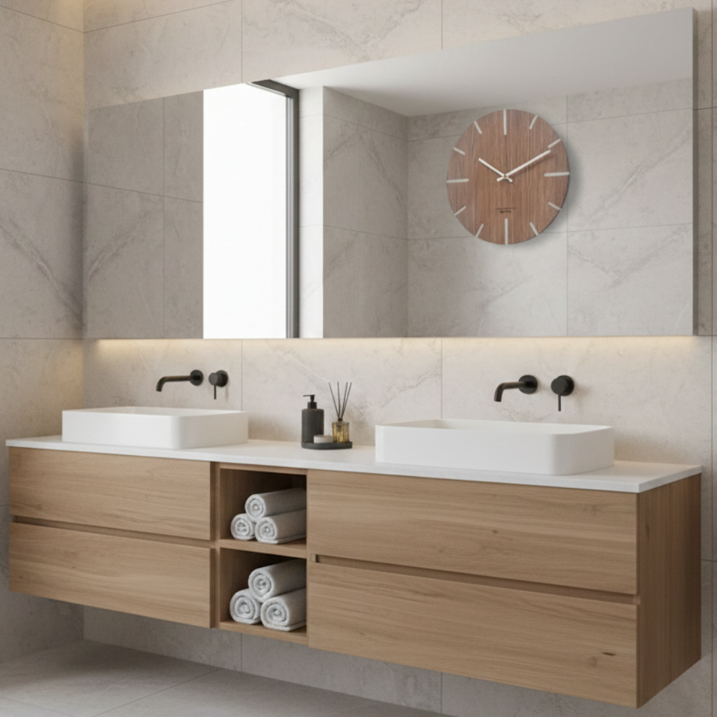 Horloge murale en bois 3D au style nordique, silencieuse et décorative – Atria