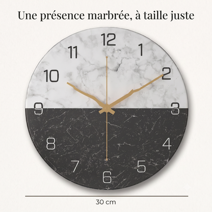 Horloge Murale Design Effet Marbre, Chic, Intemporelle et Facile à Installer – Marmora