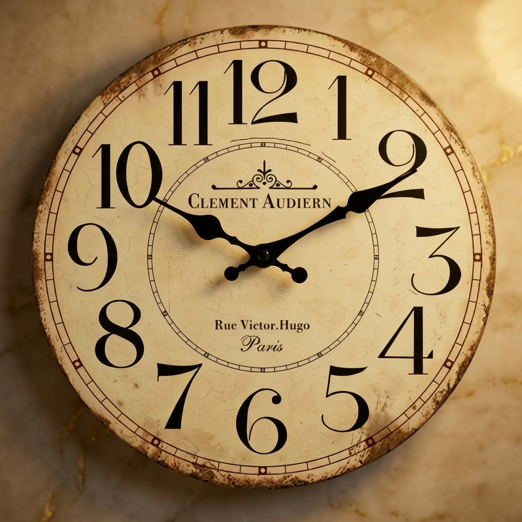 Horloge murale vintage en bois au style rétro français, silencieuse et analogique – Audierne