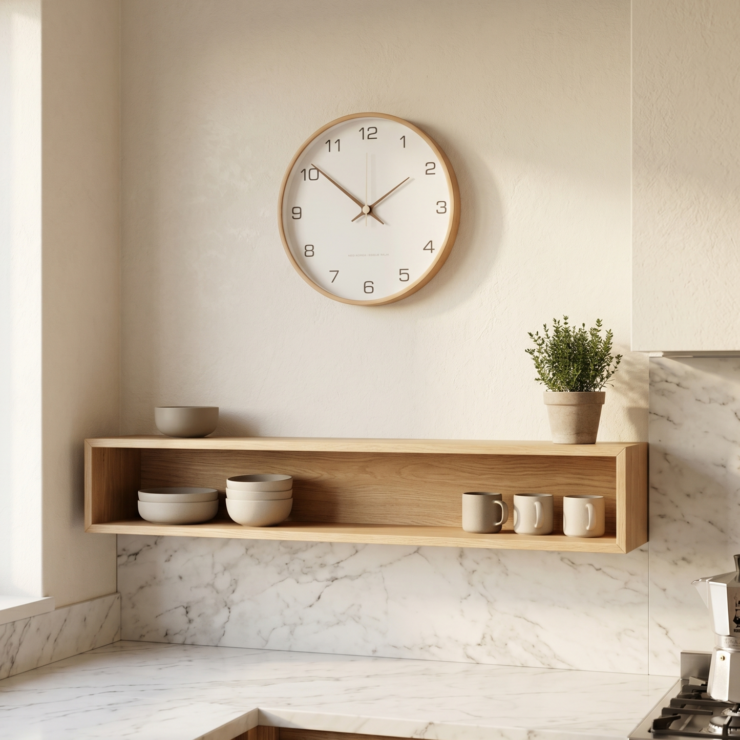 Horloge Murale en Bois Massif Style Nordique, Silencieuse et Naturelle – Auren