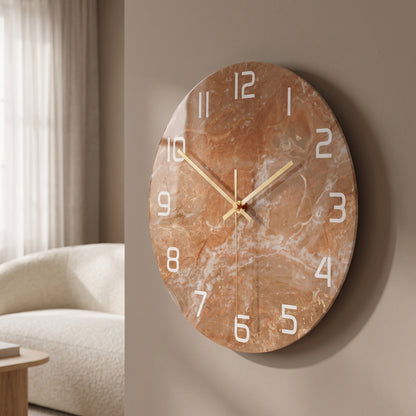 Horloge Murale Design Effet Marbre 3D en Acrylique, Silencieuse – Marbelia