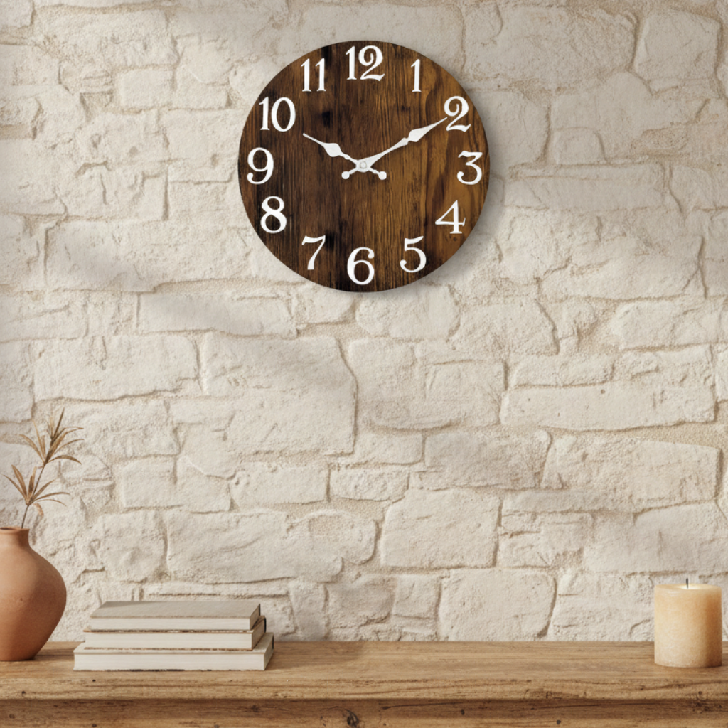 Horloge murale en bois au style rétro, silencieuse et lisible à distance – Nostrum
