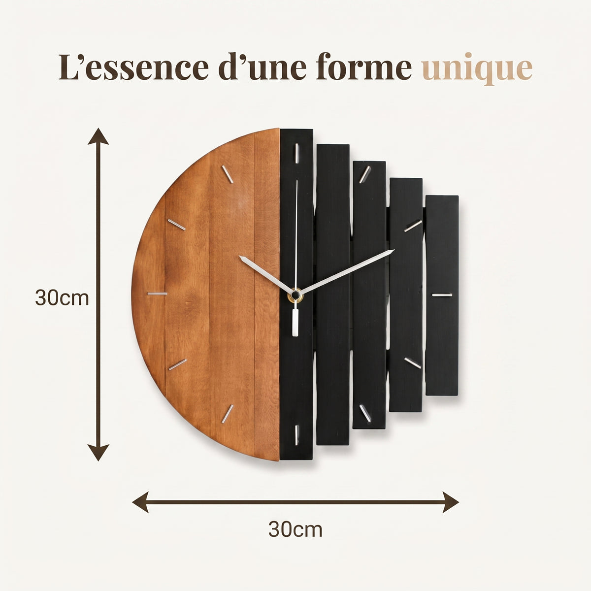 Horloge Murale Moderne Abstraite en Bois, Silencieuse et Créative – Rustika