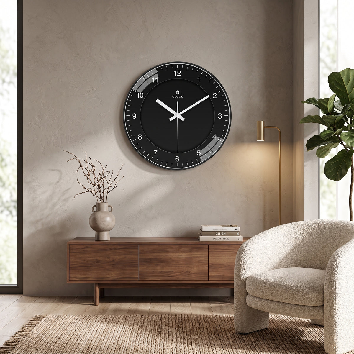 Horloge Murale Moderne Noire Simple, Silencieuse et Épurée – Nova