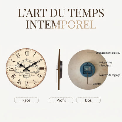 Horloge Murale en Bois Cuisine Rétro Chiffres Romains, Silencieuse et Décorative – Culinéa