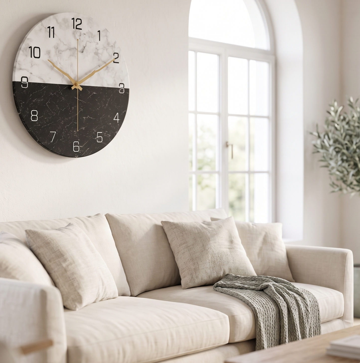 Horloge Murale Design Effet Marbre, Chic, Intemporelle et Facile à Installer – Marmora