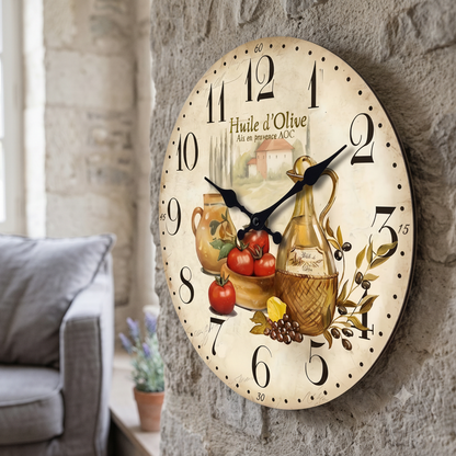 Horloge Murale en Bois Style Provençal, Silencieuse et Chaleureuse – Classiqua