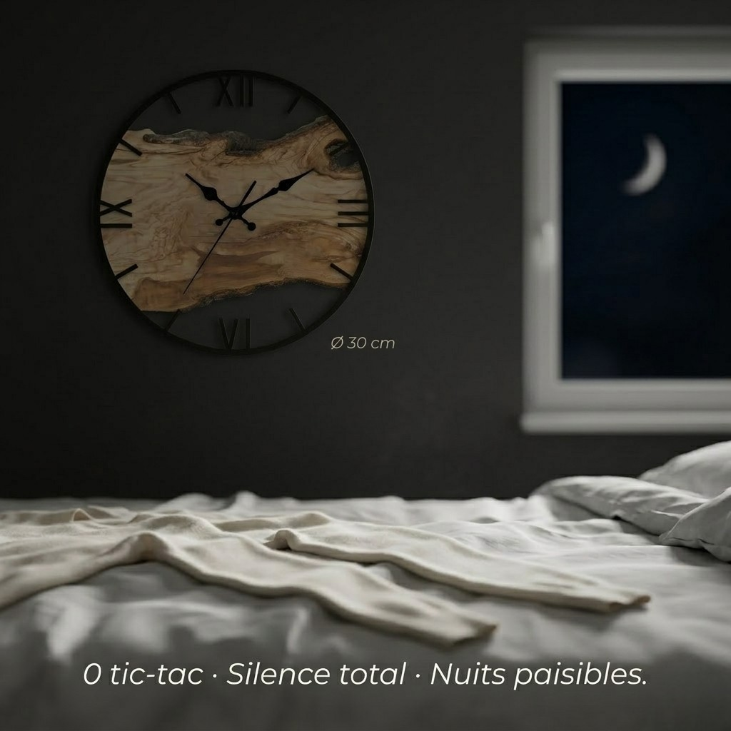 Horloge Murale Design Transparente en Acrylique Effet Bois, Silencieuse et Épurée – Norévia