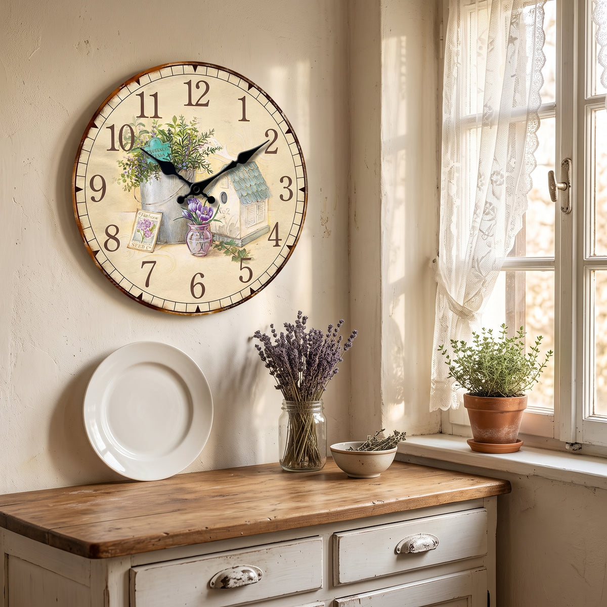 Horloge Vintage en Bois Provençal Lavande, Silencieuse – Lavandéa