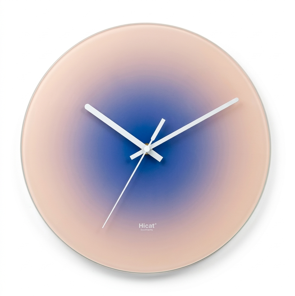 Horloge murale design nordique en verre dégradé, silencieuse et analogique - Flatto