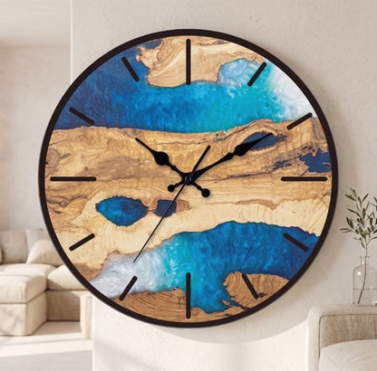 Horloge Murale Design Nature en Résine et Bois avec Mousse, Silencieuse et Unique – Naturova
