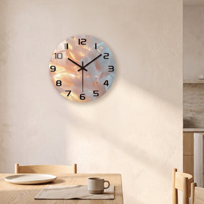 Horloge Murale Originale Plumes Blanches Délicates, Silencieuse – Plumessa