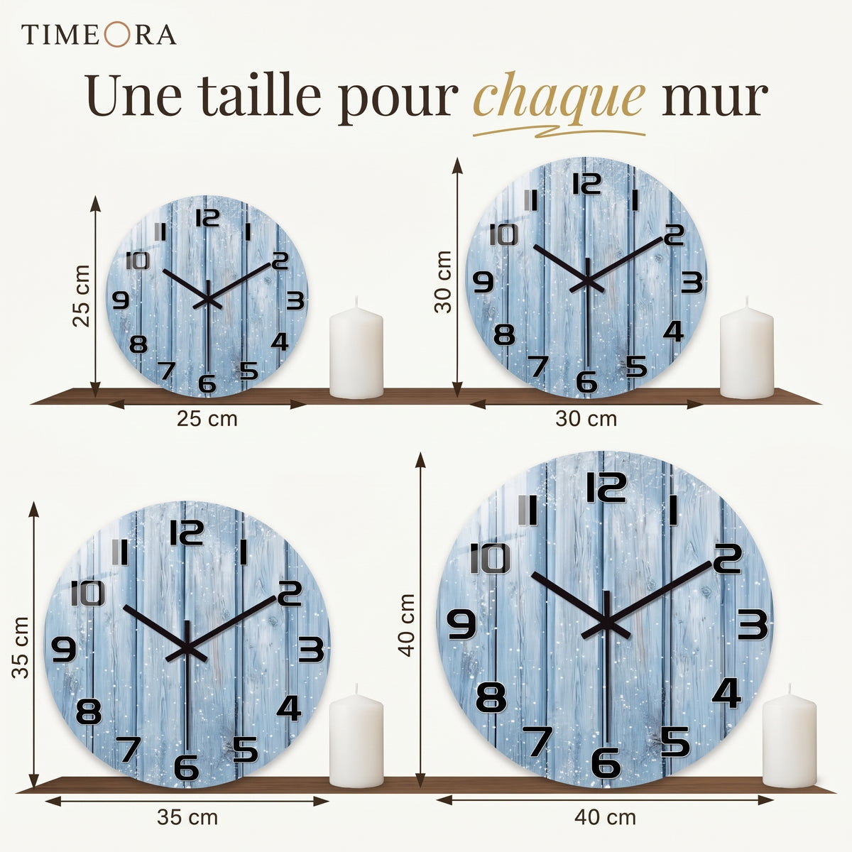 Horloge Murale Rustique en Bois Silencieuse, Flocons de Neige – Flocona