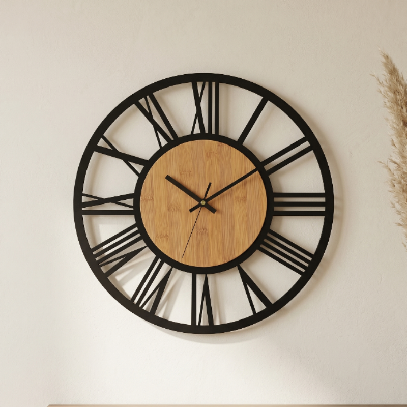 Horloge Murale Design 3D en Métal, Chiffres Romains Silencieuse et Élégante – Roméva