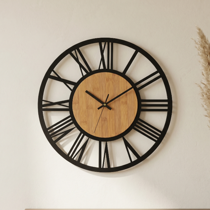 Horloge Murale Industrielle en Métal, 3D Design, Chiffres Romains, Silencieuse et Élégante – Roméva