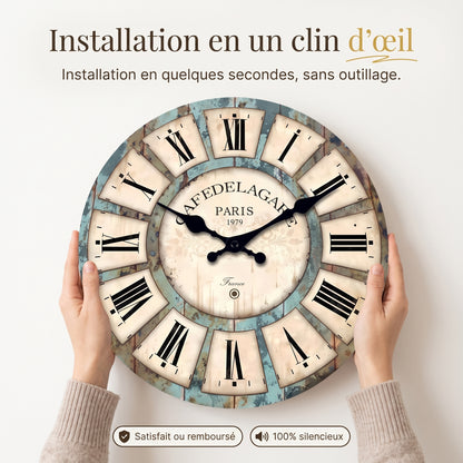 Horloge Murale Vintage en Bois à Motif Grain Naturel, Silencieuse et Décorative – Rustan