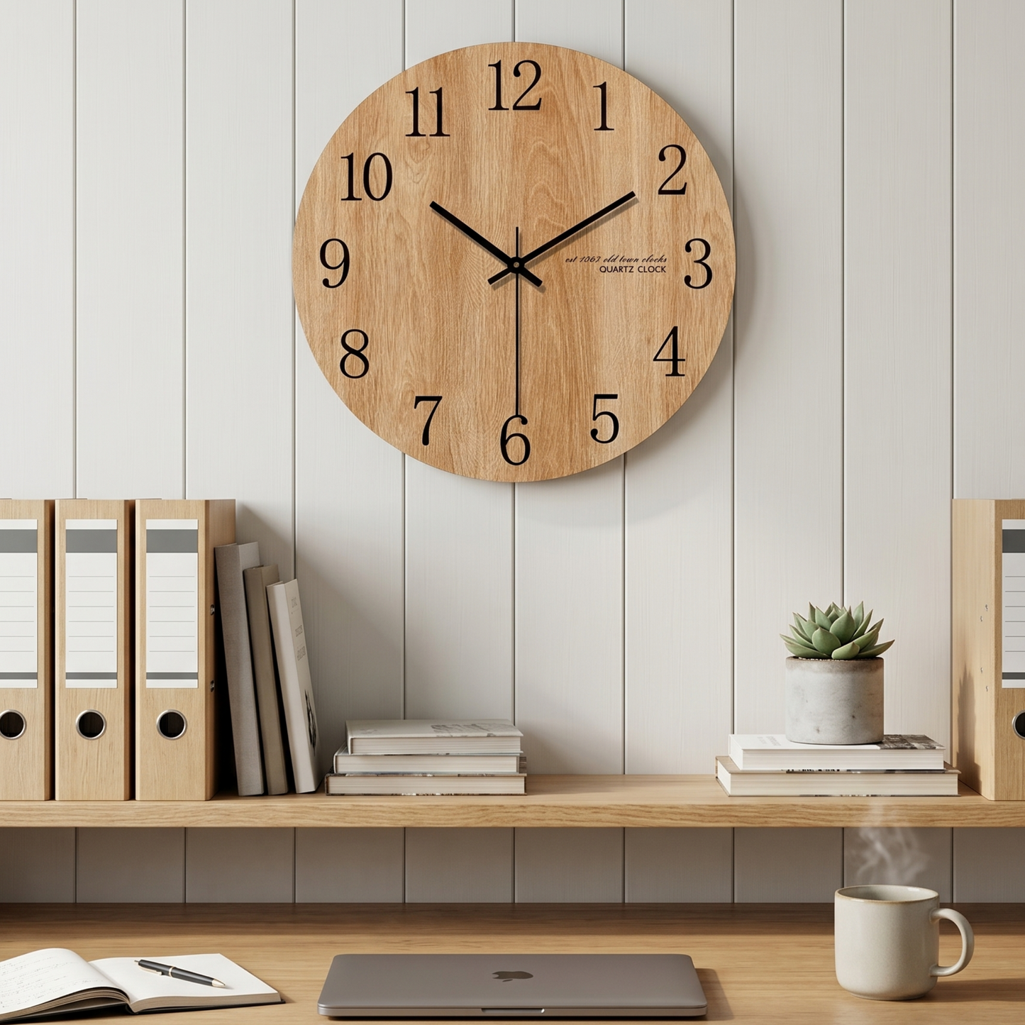 Horloge Murale Design Ronde en Bois, Silencieuse et Épurée – Sylvano