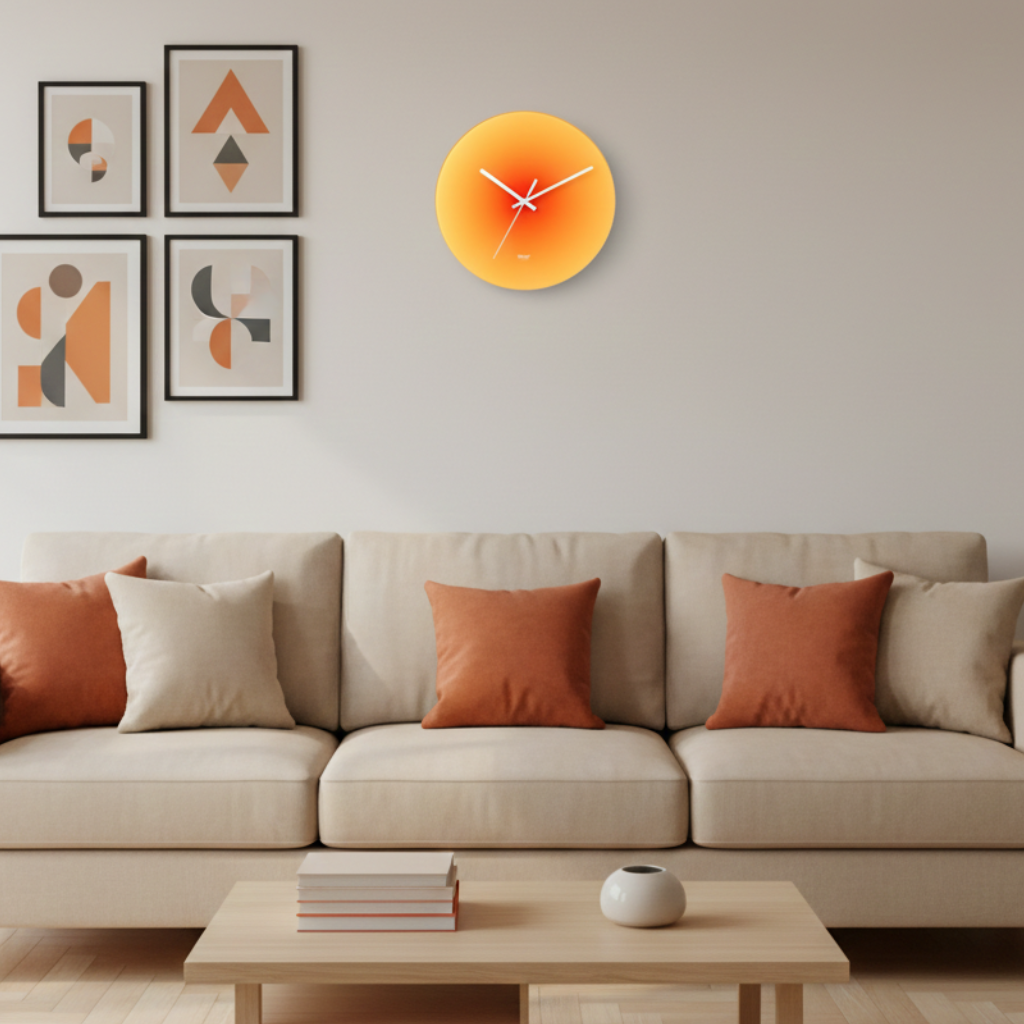 Horloge murale design nordique en verre dégradé, silencieuse et analogique - Flatto