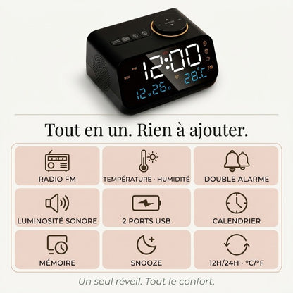 Réveil LED avec Radio FM et Snooze – Novyx