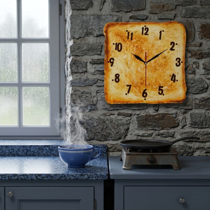 Horloge Murale Design Pain Grillé en Acrylique, Silencieuse et Originale – Toasta