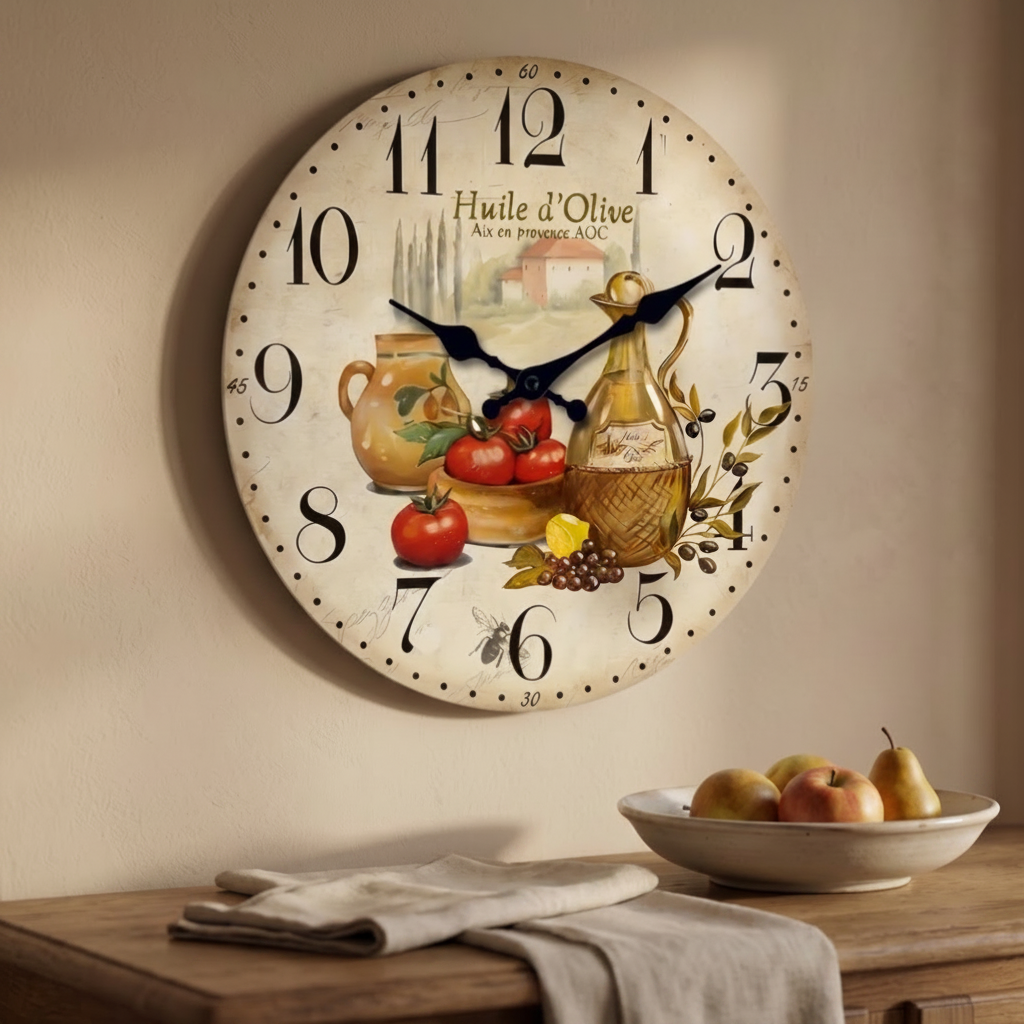 Horloge Murale en Bois Style Provençal, Silencieuse et Chaleureuse – Classiqua
