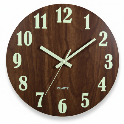 Horloge Murale Design Lumineuse en Bois, Silencieuse et Veilleuse Intégrée – Novara