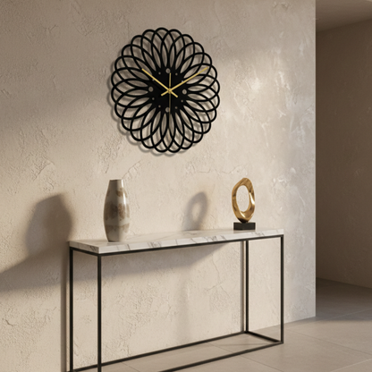 Horloge Murale Design Moderne en Acrylique Noir, Silencieuse et Décorative – Noreza
