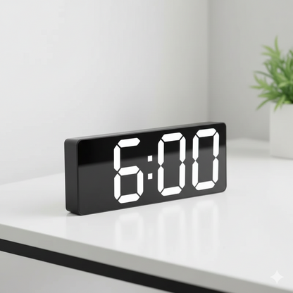 Réveil LED Miroir à Commande Vocale et Mode Nuit – Noctyra