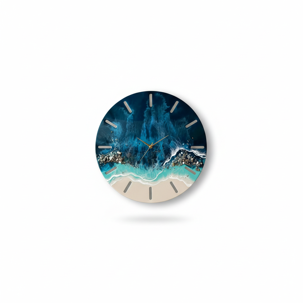 Horloge Murale Design Effet Marbre Résine – Océan