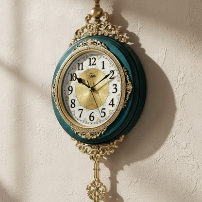 Pendule Murale Vintage Européenne Rétro avec Balancier, Silencieuse et Décorative – Auvedian