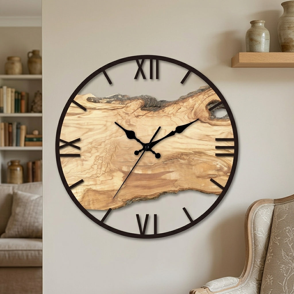 Horloge Murale Design Effet Bois Transparente, Silencieuse – Norévia