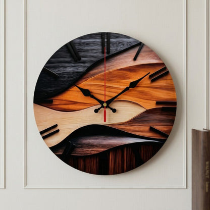 Horloge Murale Design Ronde à Effet Bois, Style Nordique, Silencieuse et Décorative – Nysa