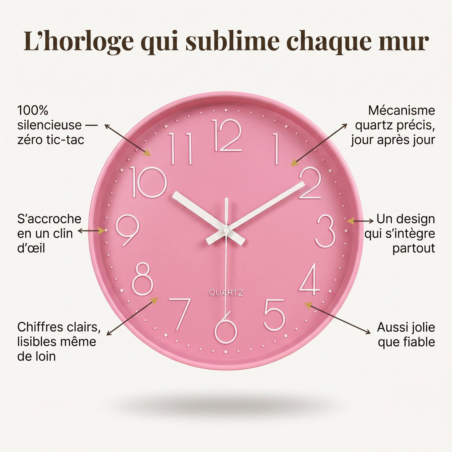 Horloge Murale Design Ronde, Silencieuse et Colorée – Prismo