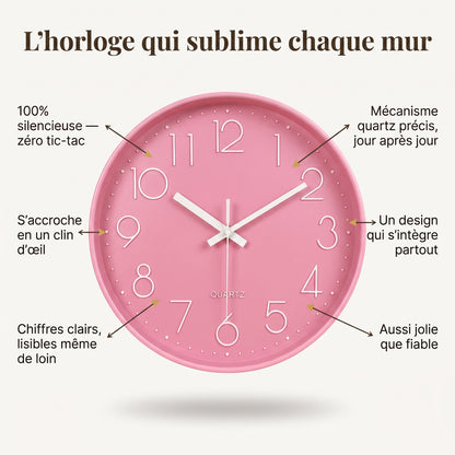 Horloge Murale Design Ronde, Silencieuse et Colorée – Prismo