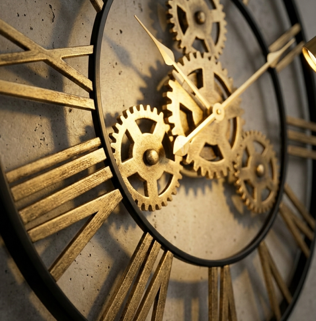 Horloge Murale Dorée Chic à Chiffres Romains  – Aurelia