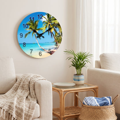 Horloge Murale Tropicale en Bois, Silencieuse – Palméa