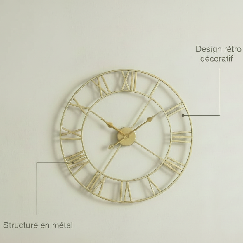 Horloge Murale Dorée Classique Décorative – Valenza