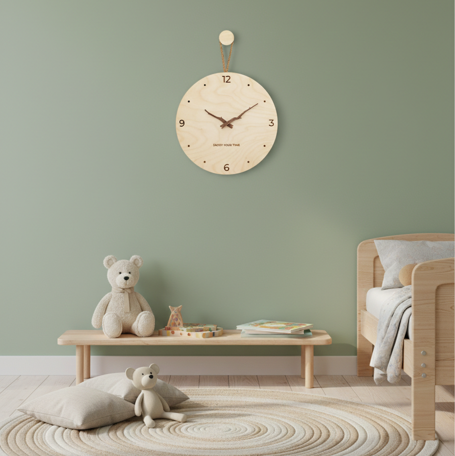 Horloge murale en bois au style nordique, silencieuse et décorative – Lunea