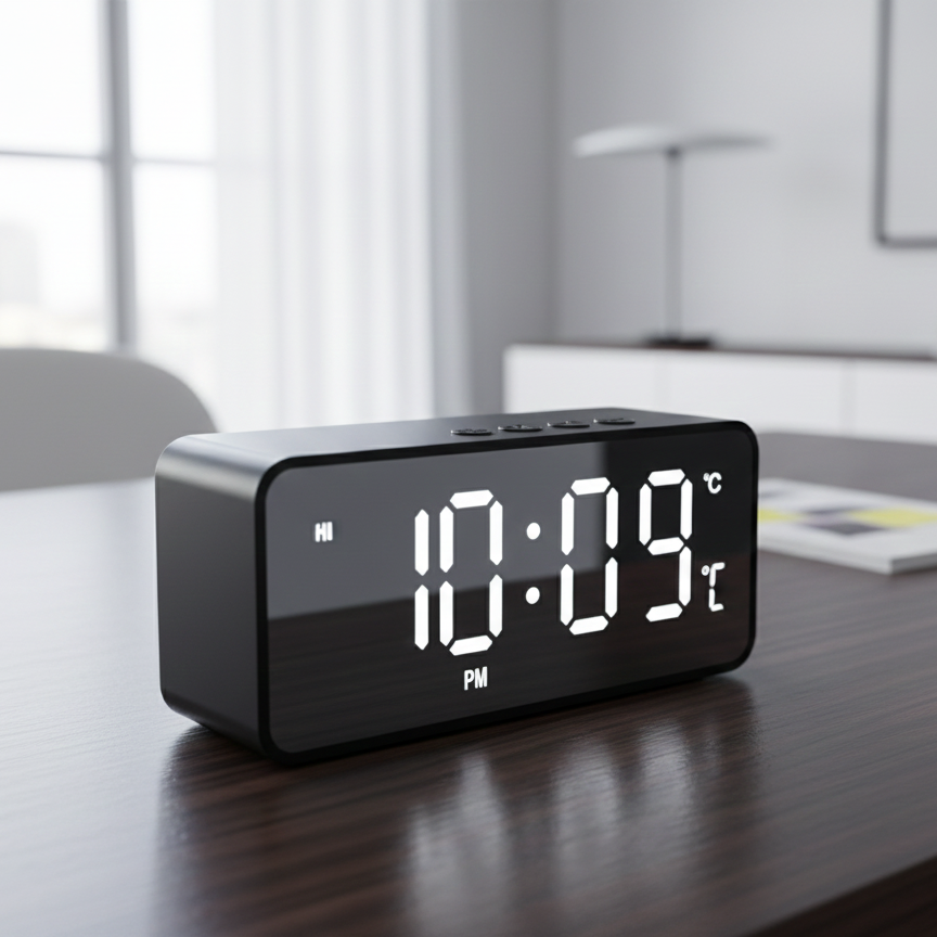 Horloge Numérique avec Enceinte Bluetooth Portable et Audio Véhicule – EchoRise Mini