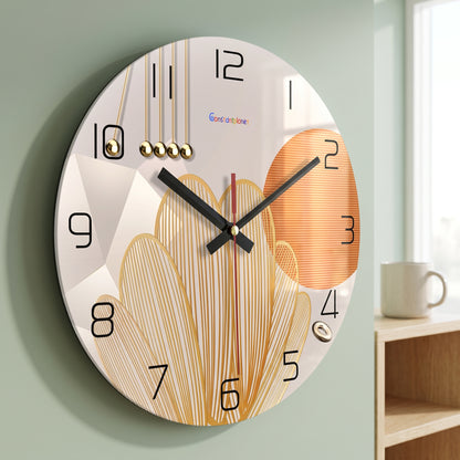 Horloge Murale Design Motif Géométrique en Verre Trempé, Silencieuse et Raffinée – Geordana
