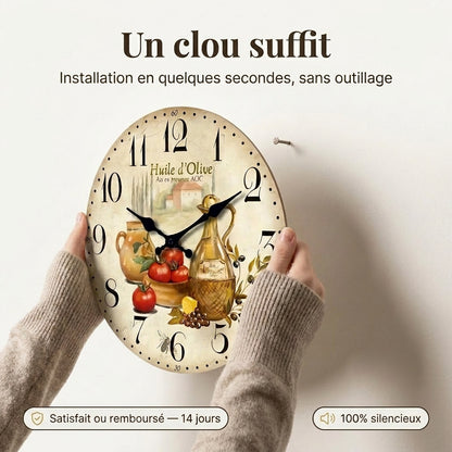 Horloge Murale en Bois Style Provençal, Silencieuse et Chaleureuse – Classiqua