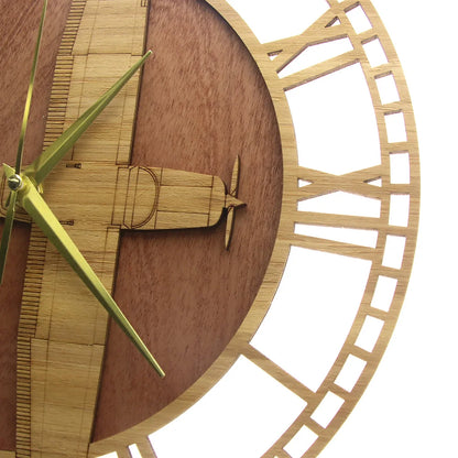 Horloge Murale Design Originale Motif Avion en Bois, Analogique et Décorative – Skylane