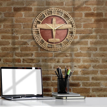 Horloge Murale Design Originale Motif Avion en Bois, Analogique et Décorative – Skylane