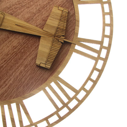 Horloge Murale Design Originale Motif Avion en Bois, Analogique et Décorative – Skylane