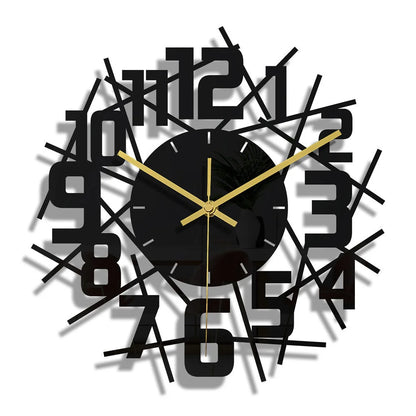 Horloge Murale Design Moderne en Acrylique Noir, Silencieuse et Décorative – Noreza