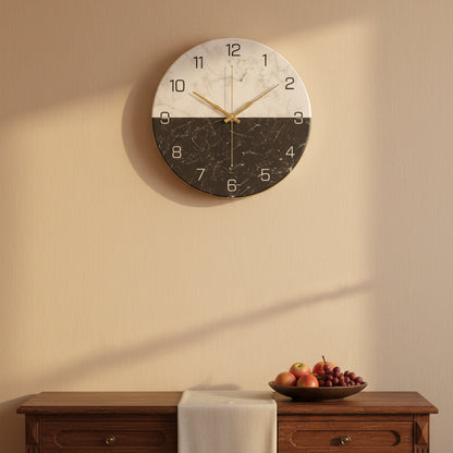 Horloge Murale Design Effet Marbre, Chic, Intemporelle et Facile à Installer – Marmora