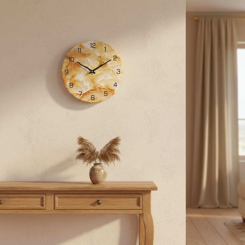 Horloge Murale Design Marbre en Métal, Silencieuse et Élégante – Marbrivo