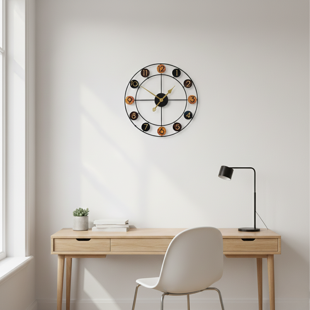 Horloge Murale Industrielle Grand Format 50 cm – Meridian