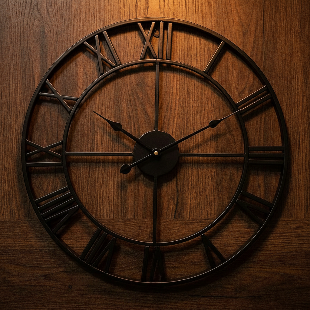 Horloge murale en métal 3D à chiffres romains, grand format et silencieuse – Woklok